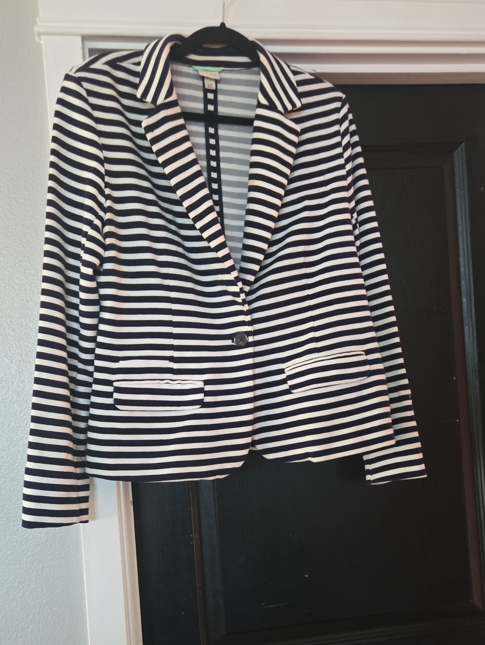 Merona Navy Blue & White Striped Blazer Size Large